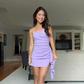 Strapless Purple Tight Short Prom Dress Birthday Party Dress Homecoming Dress   fg8170