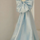 Sky Blue Long Satin Prom Dress With Big Bow In Back   fg7997