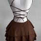 Brown Sexy Short Evening Dress Cocktail Dresses Short Party Dress    fg7861