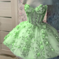 Vintage Short Pink Homecoming Dresses with Flowers    fg2508