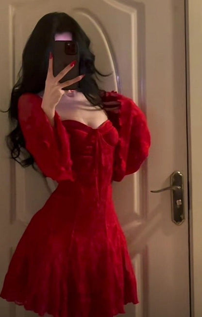 Robe de soirée rouge courte pour anniversaire fg7287