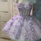 Vintage Short Pink Homecoming Dresses with Flowers    fg2508