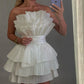 A line Strapless Tiered Short Homecoming Dress Party Gown    fg8078