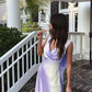 Simple A Line V neckline Yellow Long Prom Dresses      fg5330
