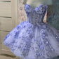 Vintage Short Pink Homecoming Dresses with Flowers    fg2508