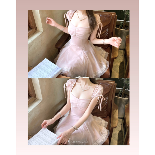 Pink Summer Heavy-Duty Tulle Slim Fit Short Skirt   A157