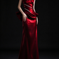 Burgundy Strapless Satin Mermaid Evening Dress With Rhinestone And Big Bow fg9144