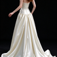 White Strapless Draped Satin A Line Wedding Dress With Big Bow fg9148