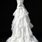 White A-line Sleeveless Wedding Dress with Beading & Tiered Ruffle Skirt fg8963