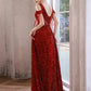 Wine Red Sequins Evening Ball Gown Banquet Party Long Dress      fg4426