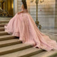 Luxury Pink Tulle Quinceanera Dresses Off Shoulder Appliques Sweet 16 Ball Gown       fg6889