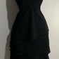 Robe de soirée mi-longue noire, robe de cocktail fg6868