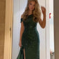 Green Sequin Sheath Sparkly Long Prom Dresses    fg6914