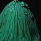Strapless Green Tulle Ball Gown with Bow & Gold Embroidery, Formal Evening Dress fg8936