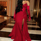 Black Evening Dress Long Prom Dress With Gloves        fg6982
