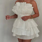 A line Strapless Tiered Short Homecoming Dress Party Gown    fg8078