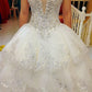 Luxury Ball Gown Fluffy Wedding Dresses Plus Size Tulle Lace Crystal Diamond Wedding Gowns     fg4424