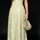 Square Neck Satin Burnout Long Dress fg9067