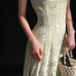 Square Neck Satin Burnout Long Dress fg9067