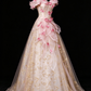 Blush Off Shoulder 3D Butterfly A Line Evening Dress fg9154