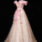 Blush Off Shoulder 3D Butterfly A Line Evening Dress fg9154