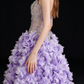 Lavender Strapless Beaded 3D Floral Tulle A Line Evening Gown fg9106