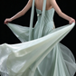Mint Strapless Halter Ribbed Chiffon A Line Evening Gown fg9091