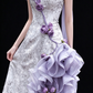 Lavender Strapless 3D Floral Ruffle Tulle Evening Dress fg9160