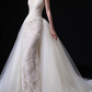 White Strapless Sweetheart Lace Mermaid Wedding Dress With Tulle Overskirt fg9139