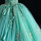 Turquoise Sweetheart Sequin Lace Tulle Ball Gown fg9086