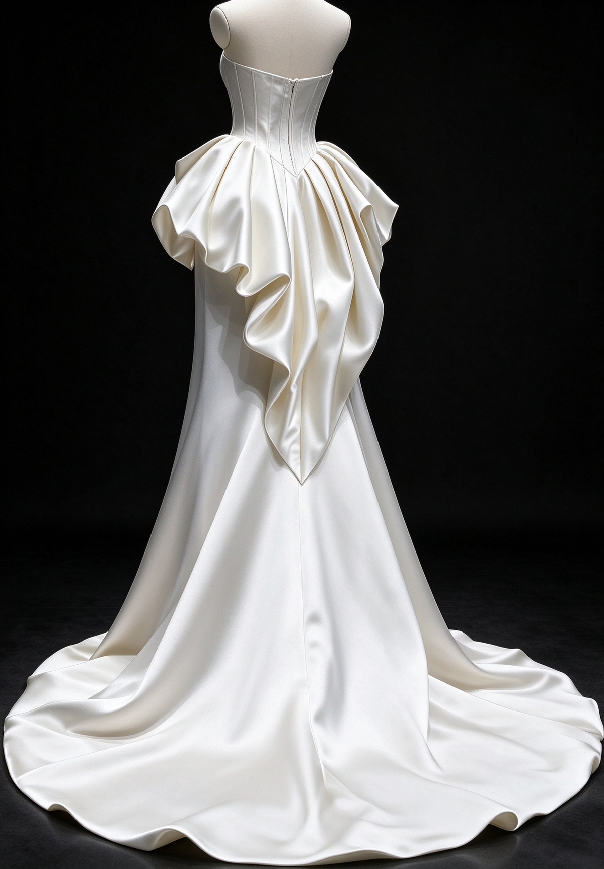 White Strapless Corset Big Bow Satin Mermaid Wedding Dress fg9162