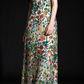 Green Floral Beaded Bow Strap A Line Evening Dress fg9113