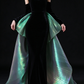 Black Sweetheart Off Shoulder Velvet Mermaid Evening Gown With Iridescent Green Train fg9115