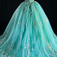 Turquoise Sweetheart Sequin Lace Tulle Ball Gown fg9086