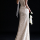 Ivory Off Shoulder Pearl Satin Mermaid Wedding Dress fg9167