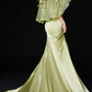 Green Off Shoulder Floral Satin Mermaid Evening Gown fg9081