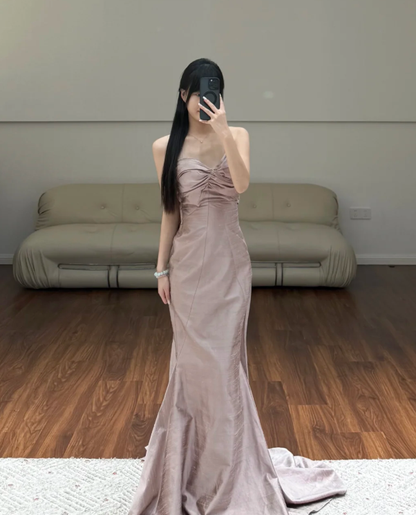 Pink Mermaid Prom Party Dress Sleeveless Evening Dress Birthday Outfit  fg8676