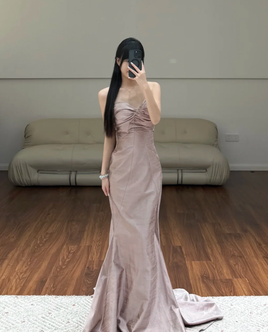 Pink Mermaid Prom Party Dress Sleeveless Evening Dress Birthday Outfit  fg8676