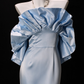 Off-Shoulder Ruffled Light Blue Satin Mermaid Evening Dress, Formal Gown fg8919