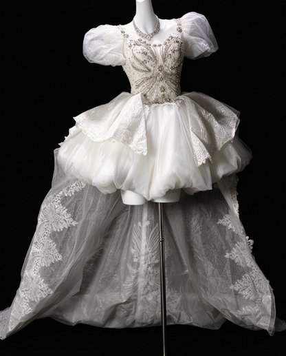 Strapless Ruffled Organza A-Line Prom Dress, Formal Evening Gown fg8923