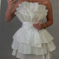 A line Strapless Tiered Short Homecoming Dress Party Gown    fg8078