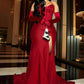 Black Evening Dress Long Prom Dress With Gloves        fg6982