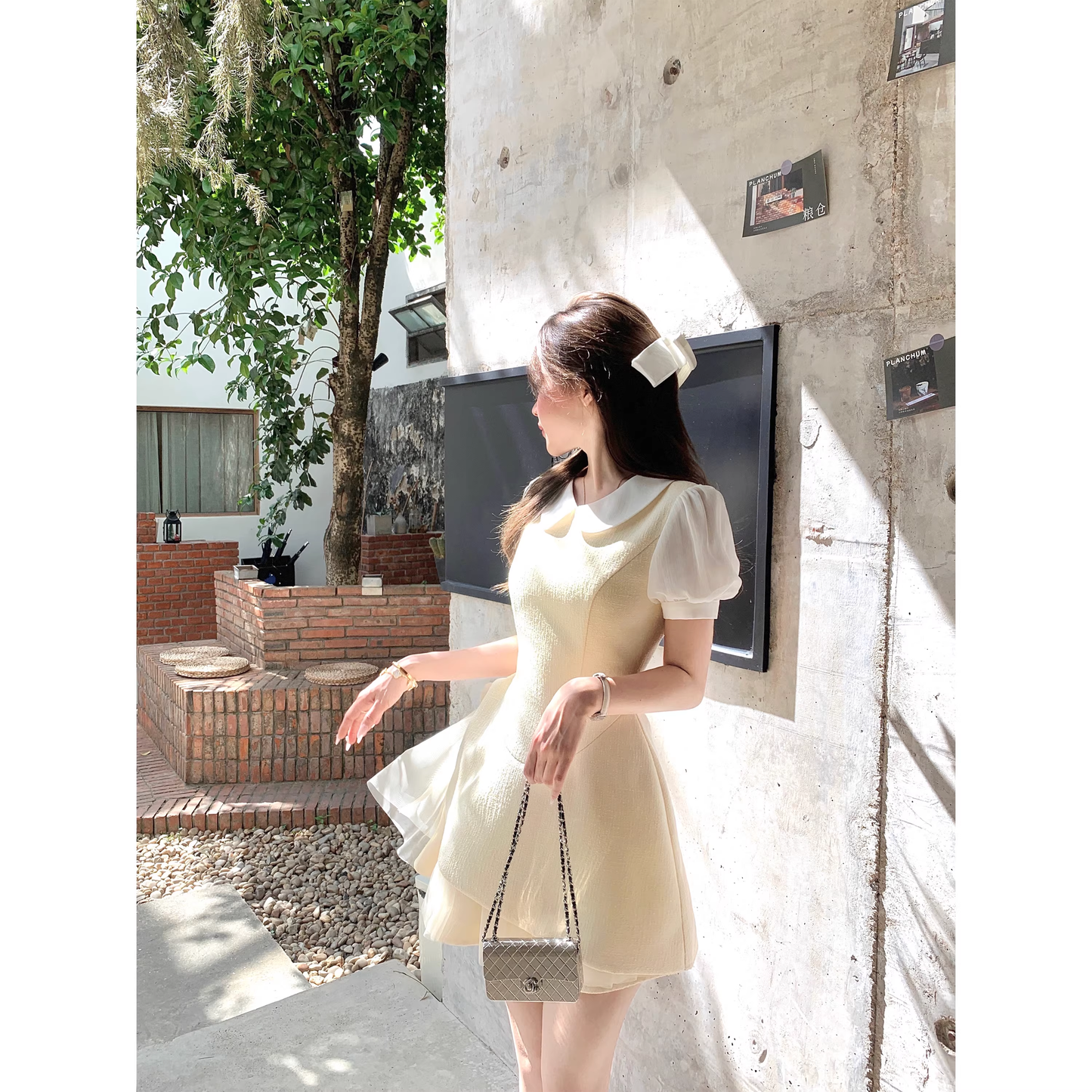Women's summer dress, French style, fitted waist, slimming  A108