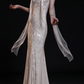 Ivory Floral Lace Mermaid Evening Gown With Sheer Ribbon Choker fg8980