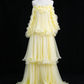 Yellow Strapless Tiered Ruffled Chiffon Evening Dress fg9138