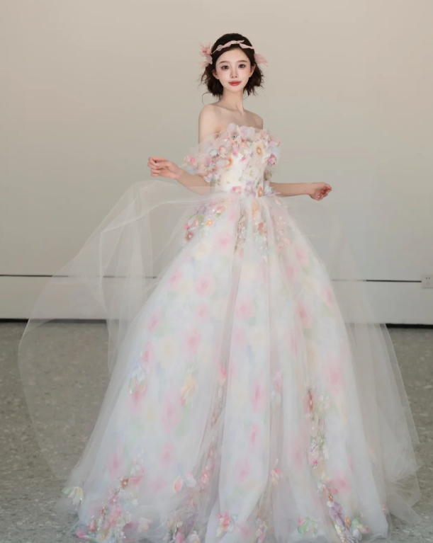 Off The Shoulder Tulle Prom Party Dress Birthday Dress Evening Dress fg8655