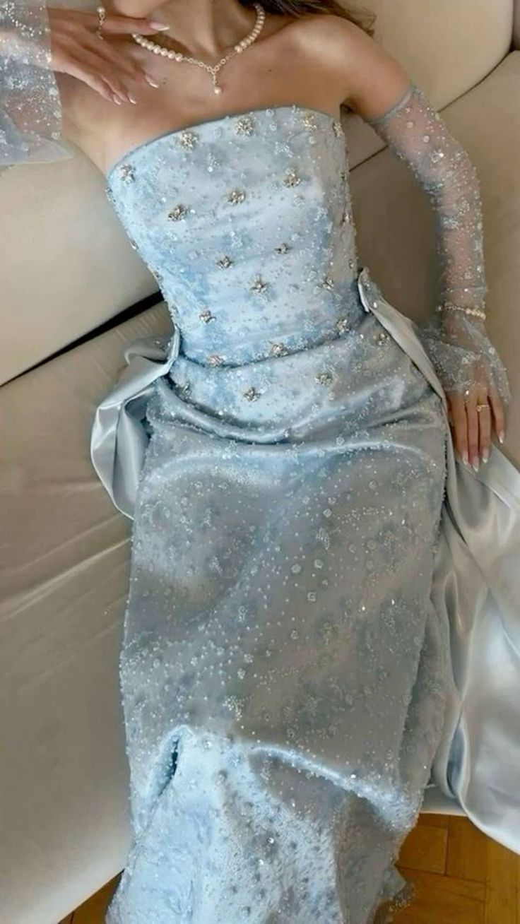 Beaded Blue Prom Dress Sleeveless Long Evening Dress Birthday Dress fg8350