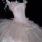 Sweet Ball Gown Spaghetti Straps Pink Tulle Applique Long Prom Dress,Formal Dress  fg8447