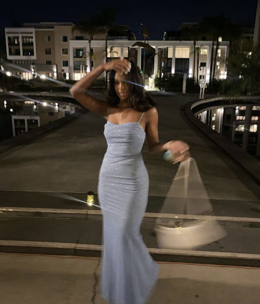 Light Sky Blue Long Prom Party Dress Long Evening Dress   fg8077