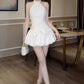 A Line White Halter Short Prom Dress Birthday Party Dress Homecoming Dress   fg8168